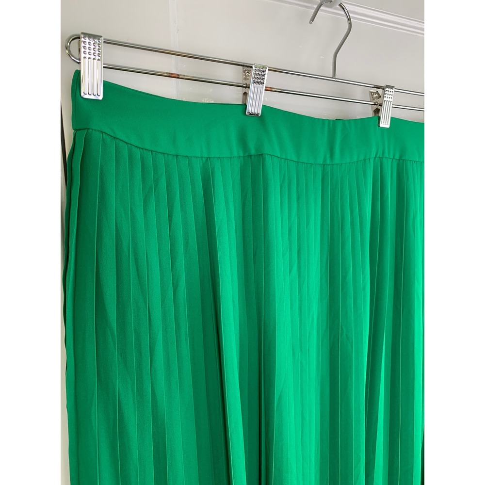 J Crew Pleated Kelly Green Skirt Sz 20 Lined Midi Preppy Classiccore Careerwear - Picture 4 of 11
